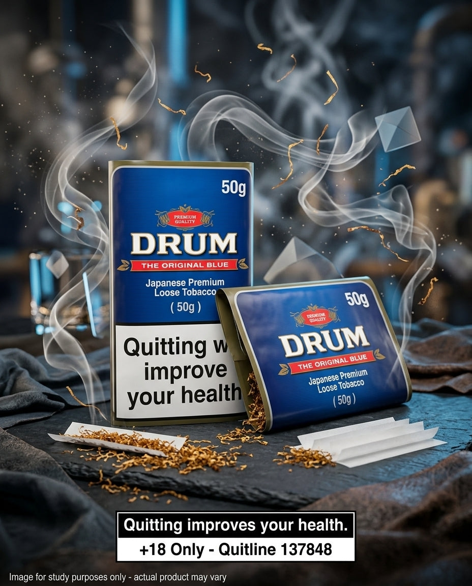 Drum Blue Japanese 100g Premium Loose Tobacco, Rich Balanced Roll-Your-Own Blend, Affordable Online Value, Fast Delivery Australia-wide