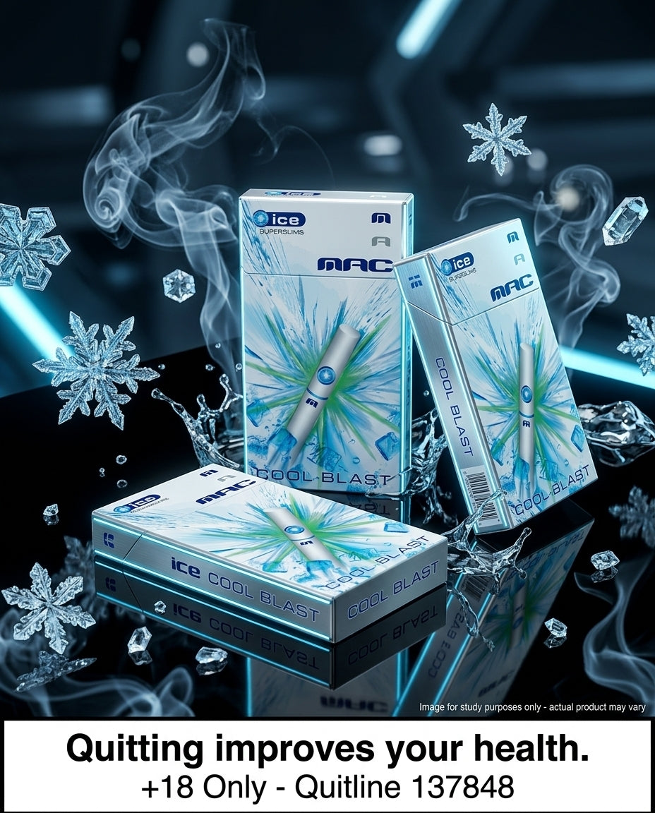 Mac Super Slim Ice Cool Blast Cigarettes (10 Packs x 20s), Ultra Slim Menthol Chill, Cheap Carton Price, Fast Delivery Australia-wide