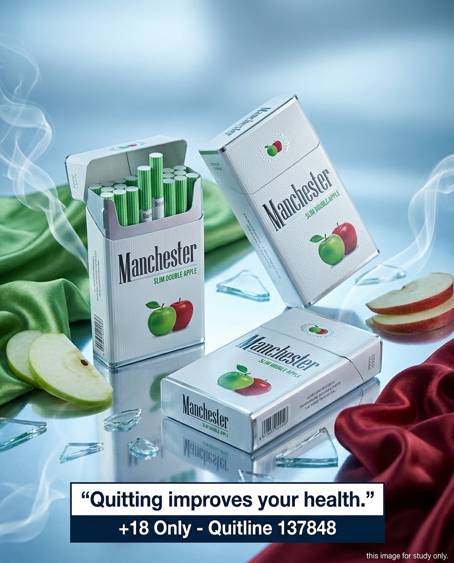 Manchester Slim Double Apple Cigarettes (10 Packs x 20s), Light Aromatic Freshness, Order Online Best Value, Discreet Shipping