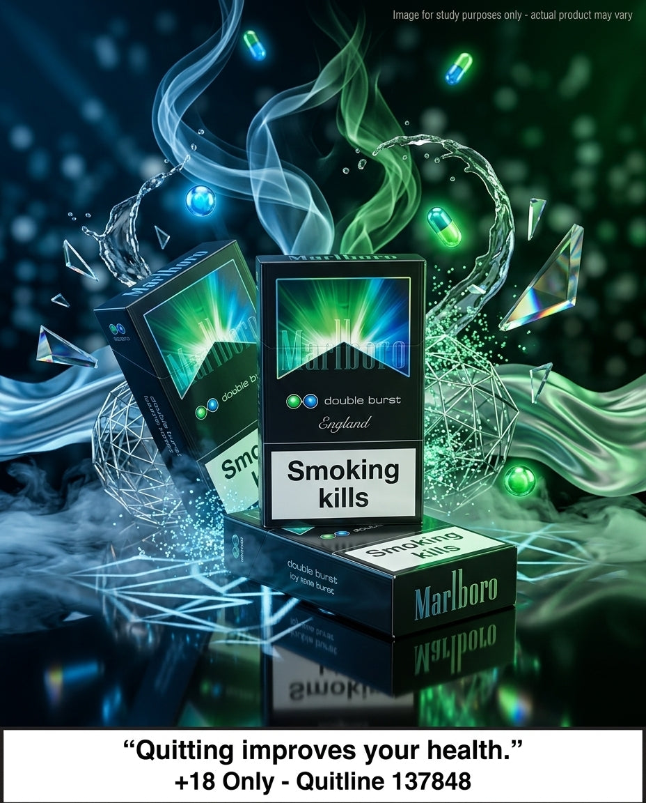 Marlboro England Double Burst Cigarettes (10 Packs x 20s), Dual Capsule Cooling Fusion, Cheap Carton Price, Fast Nationwide Dispatch