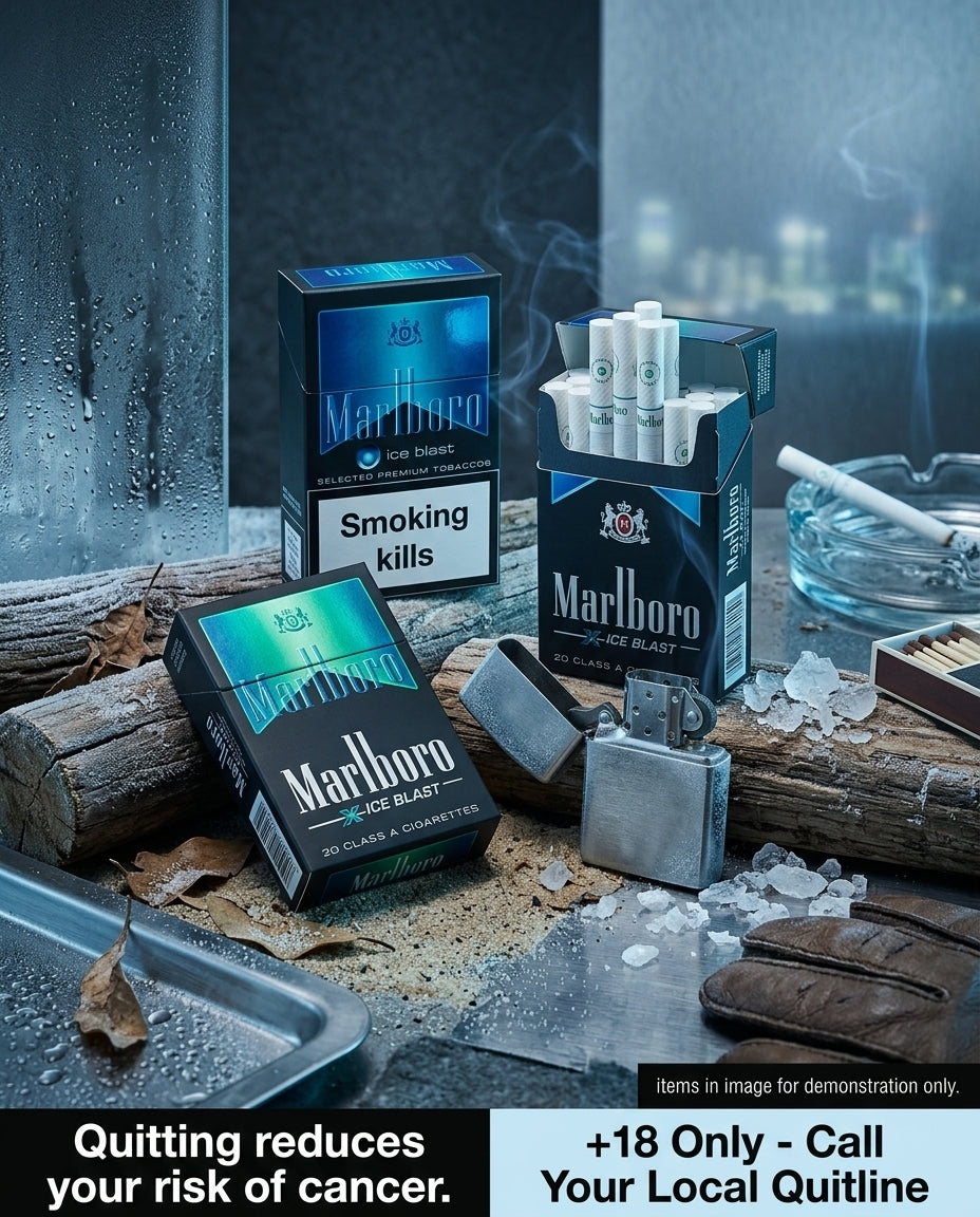 Marlboro Ice Blast Cigarettes (10 Packs x 20s), Intense Menthol Capsule Cooling, Buy Online, Quick Delivery Across All States