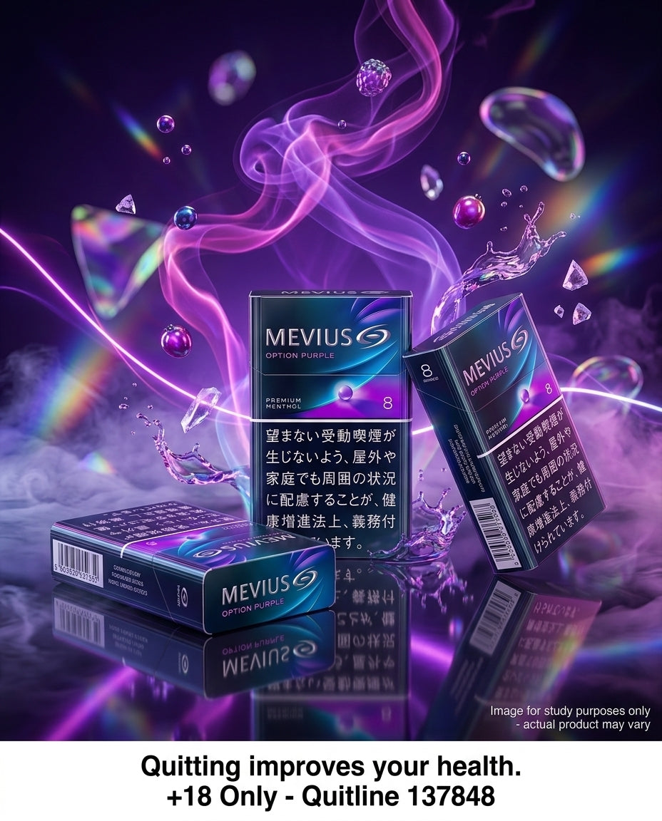 Mevius Japanese Purple Menthol 8 Cigarettes (10 Packs x 20s), Smooth Berry Menthol Fusion, Best Value Cartons, Fast Delivery Australia-wide