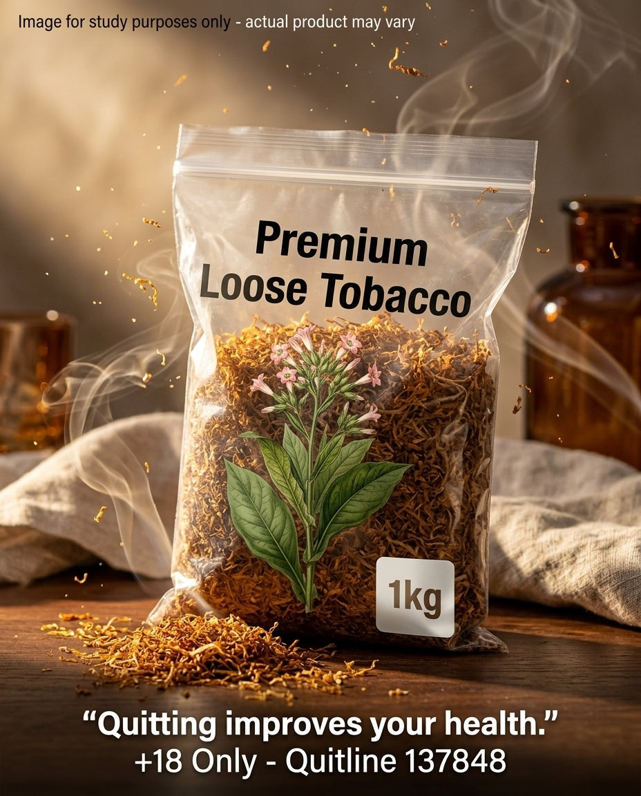 Premium Loose Tobacco 1kg (Resealable Bag), Deep Natural Tobacco Character, Affordable Bulk Pricing, Delivered to Your Door