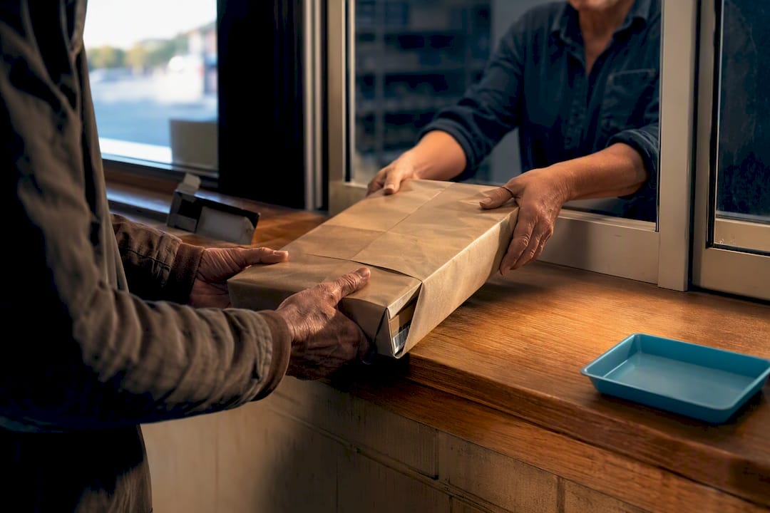 Sealed parcel at rural post office pickup