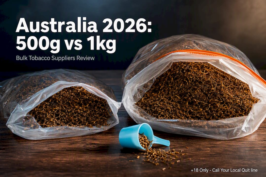 Cropped bulk tobacco bags representing two sizes