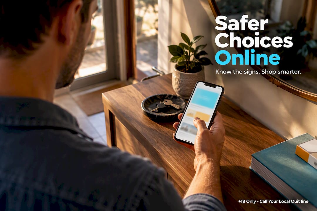 Shopper checking an online tobacco retailer