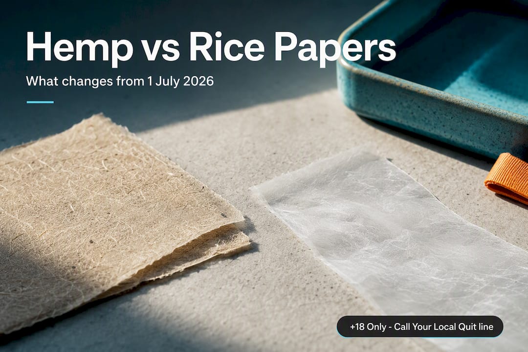 Hemp and rice papers shown side by side