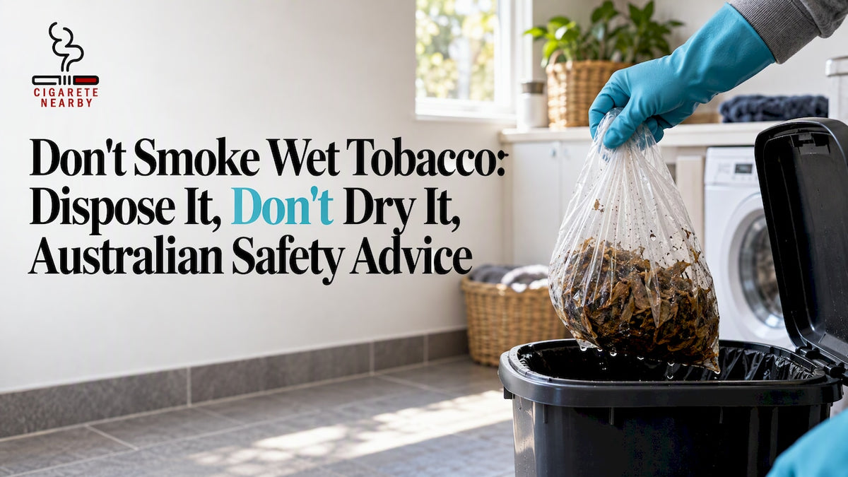 Damp tobacco being placed into household waste