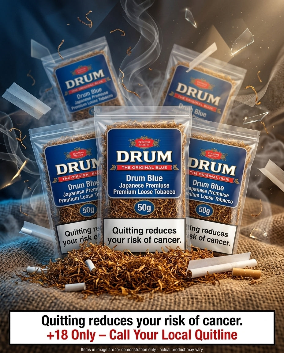 Drum Blue Japanese 500g Premium Loose Tobacco , Rich Balanced Rolling Blend, Cheap Bulk Carton Price, Nationwide Dispatch