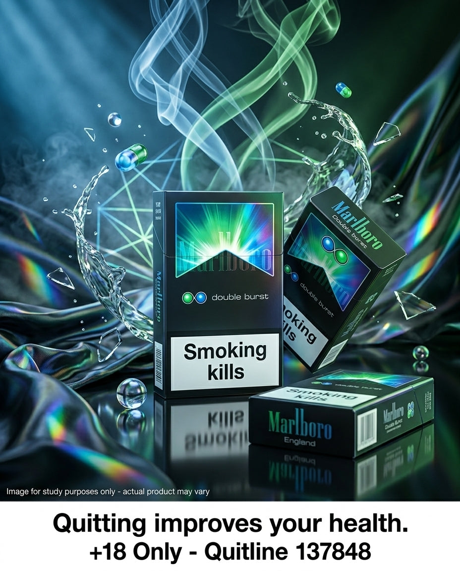 Marlboro England Double Burst Cigarettes (10 Packs x 20s), Dual Capsule Cooling Fusion, Cheap Carton Price, Fast Nationwide Dispatch